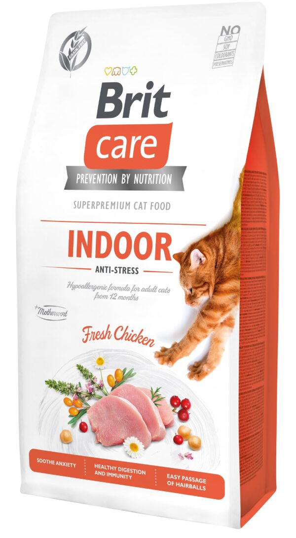 Brit Care Cat Indoor Anti-Stress 7 kg bezzbożówa hipoalergiczna karma dla kotów od 1 roku życia