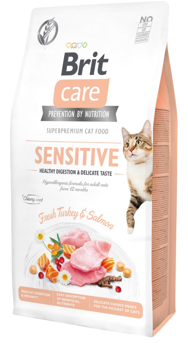Brit Care Cat Sensitive 7 kg bezzbożowa sucha karma dla kotów z wrażliwym przewodem pokarmowym