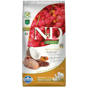 N&D Dog Quinoa Skin & Coat Quail 7 kg karma bezzbożowa dla psów z nietolerancją pokarmową