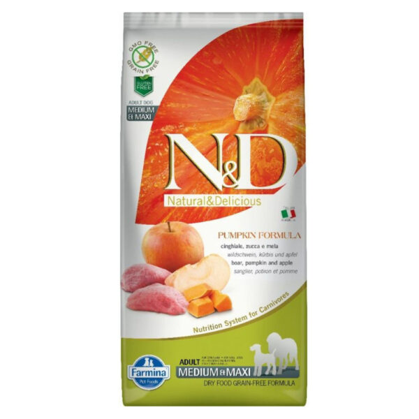 N&D Pumpkin Boar&Apple Adult Medium/Maxi 12 kg bezzbożowa karma dla dorosłych psów średnich i dużych ras
