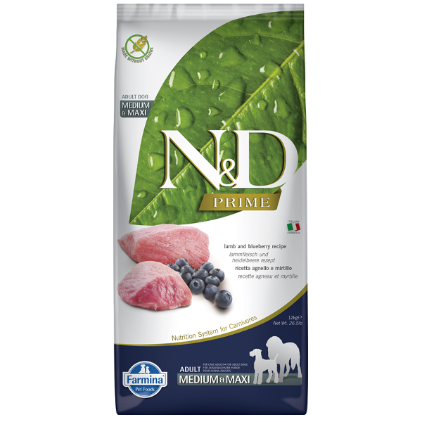 N&D Prime Dog Lamb Adult Medium / Maxi 12 kg karma bezzbożowa dla psów dorosłych