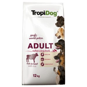 TropiDog Adult M&L Beef & Rice 12 kg karma dla psów dorosłych