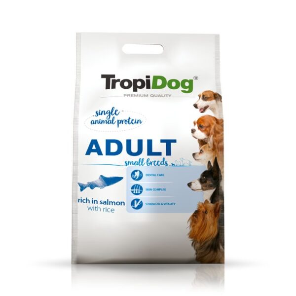 TropiDog Premium Adult S Rich in Salmon 8 kg karma dla psów dorosłych